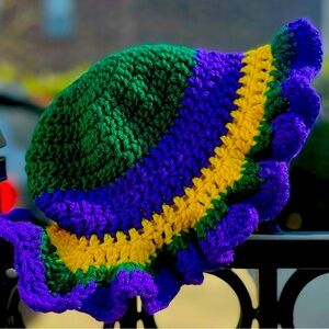 Crocheted ruffled hat